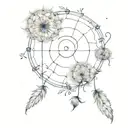 dandelion flowers with dream catcher entangled tattoo design idea