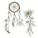 dandelion flowers with dream catcher entangled tattoo design idea
