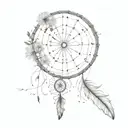 dandelion flowers with dream catcher entangled tattoo design idea