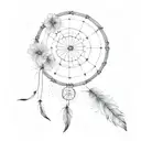 dandelion flowers with dream catcher entangled tattoo design idea