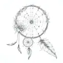dandelion flowers with dream catcher entangled tattoo design idea
