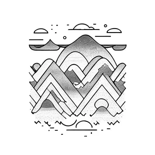 ocean wave and mountains tattoo design idea