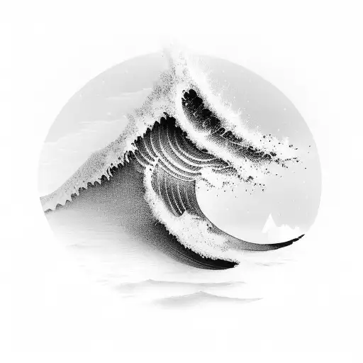 ocean wave and mountains tattoo design idea