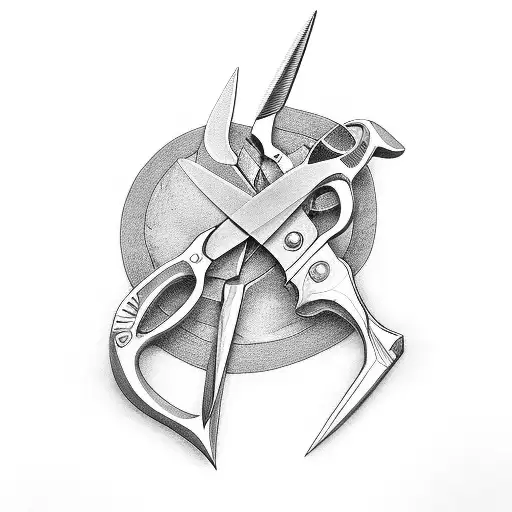 scissors and heart tattoo design idea
