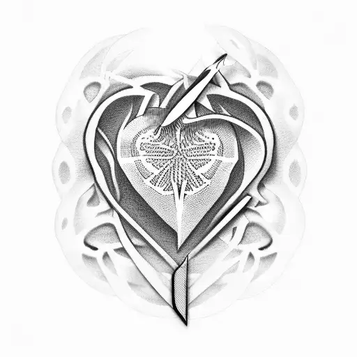 scissors on the heart tattoo design idea