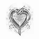scissors on the heart tattoo design idea