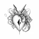 scissors on the heart tattoo design idea
