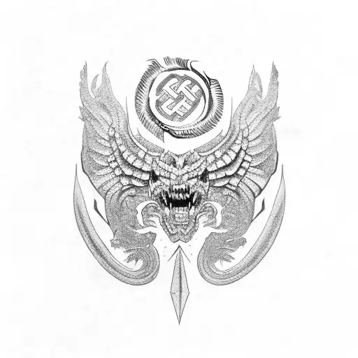 Feathered serpent tattoo design idea