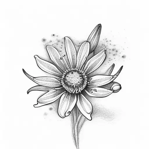 bouquet of aster, lily of valley, and baby breaths tattoo design idea