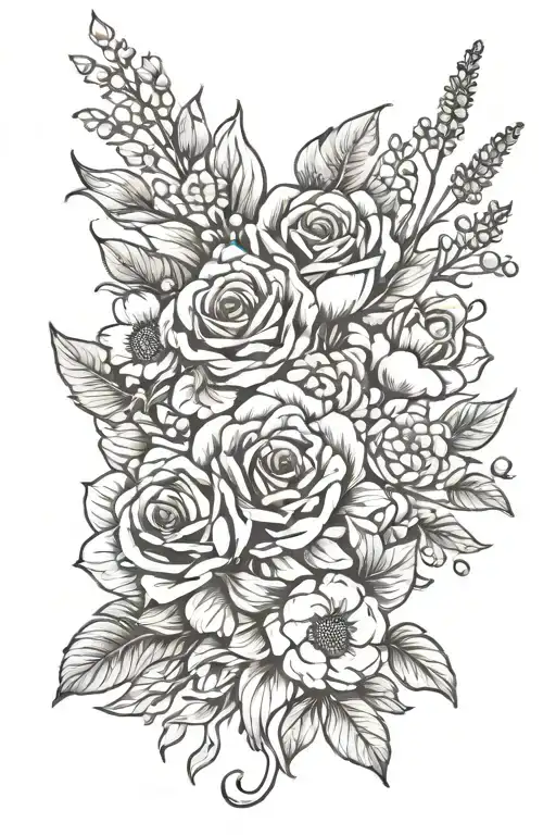 Flower bouquet august october april november birth flower tattoo design idea