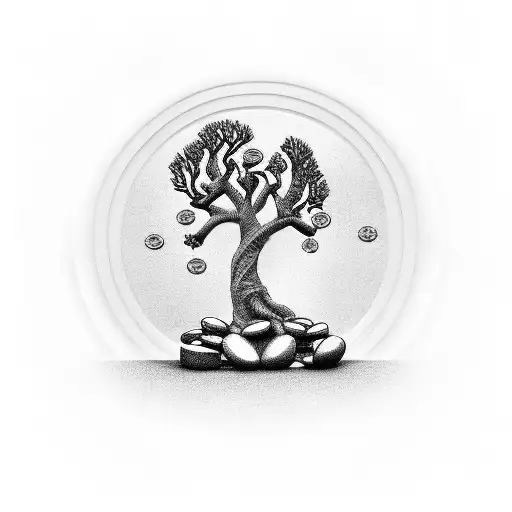 money tree with cash tattoo design idea