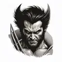 A realistic portrait of Wolverine from Marvel, incorporating elements of fire sprinklers in the background tattoo design idea