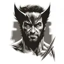 A realistic portrait of Wolverine from Marvel, incorporating elements of fire sprinklers in the background tattoo design idea
