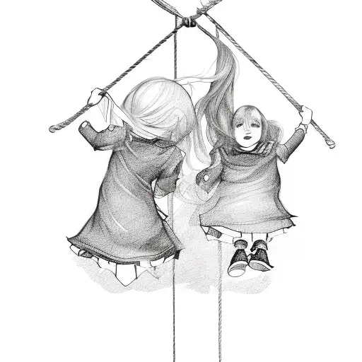 swing with two sisters tattoo design idea
