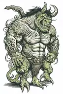 wickedly laughing hulk donkey with golden abnormally large horse teeth, donkey has muscular vivid veins legs visible AND tattoo design idea