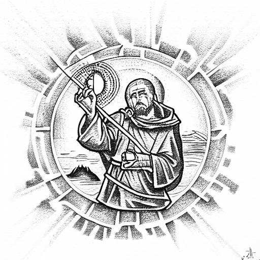 Saint Christopher sunset tattoo design idea