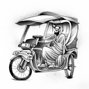 auto-rickshaw saint beer tattoo design idea