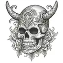 Mexican sugar skull adorned with Viking runes tattoo design idea