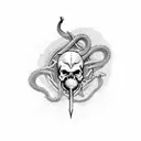 dagger skull snake  tattoo design idea