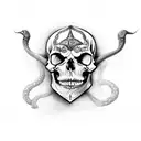 dagger skull snake  tattoo design idea