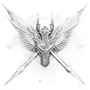 armoured men with wings standing tattoo design idea