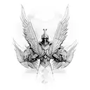 armoured men with wings standing tattoo design idea