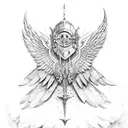 armoured men with wings standing tattoo design idea