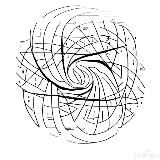 A minimalist tattoo design of a paint palette with book pages swirling around, representing your passion for art and reading tattoo design idea