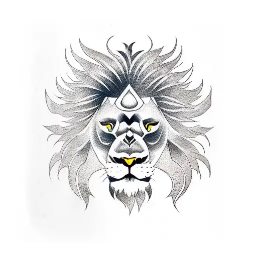 oni mask mixed with lion tattoo design idea