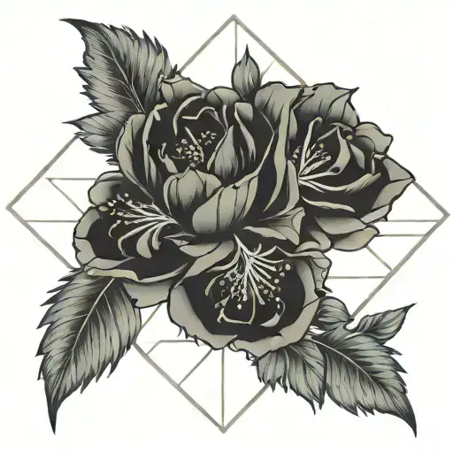 rose delphinium carnation tattoo design idea