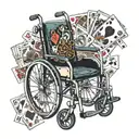 wheelchair with playing cards arranged tattoo design idea