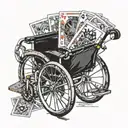 wheelchair with playing cards arranged tattoo design idea