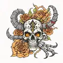 scorpion and skull tattoo design idea