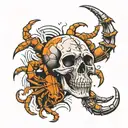 scorpion and skull tattoo design idea
