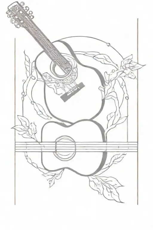 acoustic guitar tattoo design idea