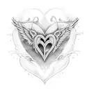 Hearts devil wings heart horizontal large tattoo design idea
