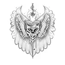 Hearts devil wings heart horizontal large tattoo design idea