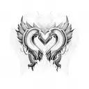 Hearts devil wings heart horizontal large tattoo design idea