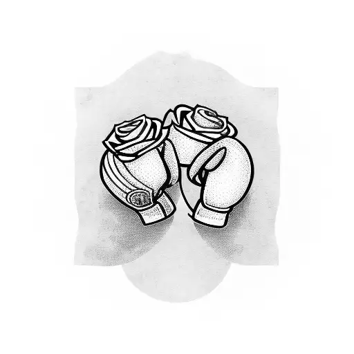 Boxing gloves surrounded by roses tattoo design idea