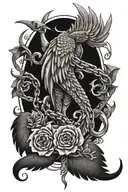 pheonix, dagger, chains, elephant, empath tattoo design idea