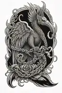 pheonix, dagger, chains, elephant, empath tattoo design idea