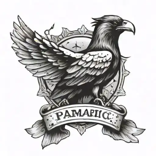 A paramedic badge surrounded by crows, representing the client's occupation and favorite animals tattoo design idea