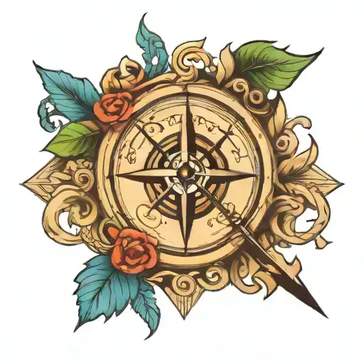 compass intertwined panama map with arrow and anchor tattoo design idea