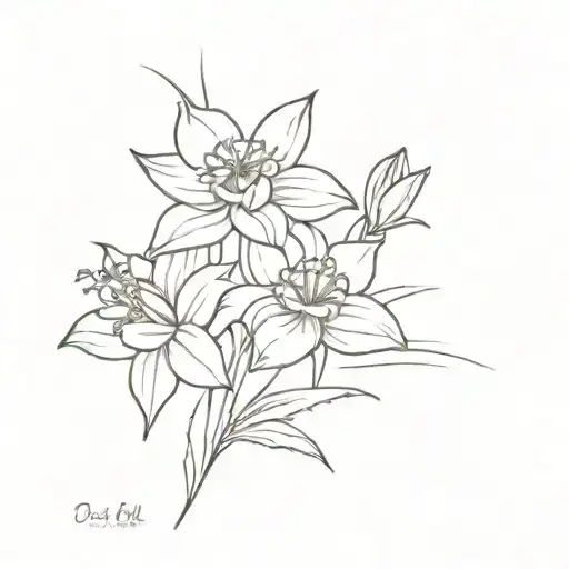 daffodil, water lily, forget me nots flowers tattoo design idea