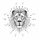 heart clock lion tattoo design idea