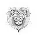 heart clock lion tattoo design idea