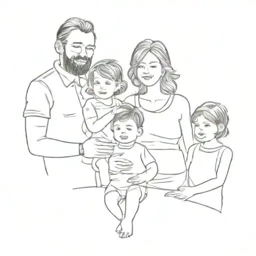 a family posing for a picture tattoo design idea