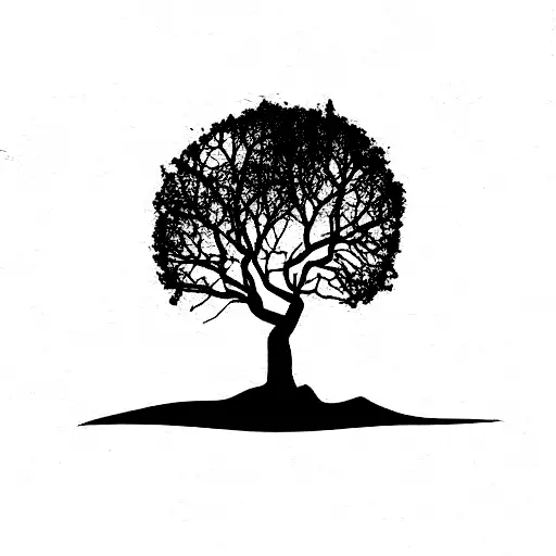 tree half alive half dead tattoo design idea