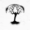 tree half alive half dead tattoo design idea