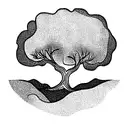 tree half alive half dead tattoo design idea